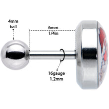 Load image into Gallery viewer, 16G 1/4 Christmas Peace Love Santa Tragus Cartilage Earring by Onyx O