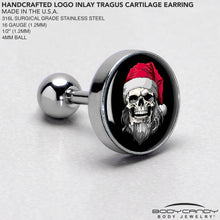 Load image into Gallery viewer, 16G 1/4 Holiday Skeleton Santa Claus Tragus Cartilage Earring by Onyx O