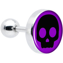 Load image into Gallery viewer, 16G 1/4 Purple Black Simple Skull Tragus Cartilage Earring by Onyx O