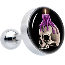 Load image into Gallery viewer, 16G 1/4 Burning Skull Candle Cartilage Tragus Earring by Onyx O