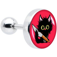 Load image into Gallery viewer, 16G 1/4 Stabby Cat Tragus Cartilage Earring by Onyx O