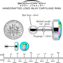 Load image into Gallery viewer, 16G 1/4 Summer Drink Cartilage Tragus Earring by Onyx O