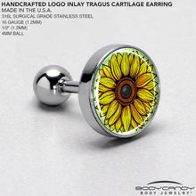 Load image into Gallery viewer, Blossom Creation Yellow Sunflower Tragus Cartilage Earring by Onyx O