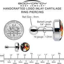 Load image into Gallery viewer, 16G 1/4 Colorful Trippy Cat Cartilage Tragus Earring by Onyx O