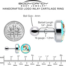 Load image into Gallery viewer, 16G 1/4 Rainbow Unicorn Cartilage Tragus Earring by Onyx O