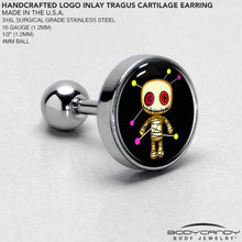 Load image into Gallery viewer, 16G 1/4 Voodoo Doll Tragus Cartilage Earring by Onyx O