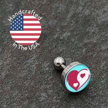 Load image into Gallery viewer, 16G 1/4 Love Yin Yang Heart Cartilage Tragus Earring by Onyx O