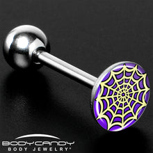 Load image into Gallery viewer, Two Tone Spider Web Barbell Tongue Ring by Onyx O