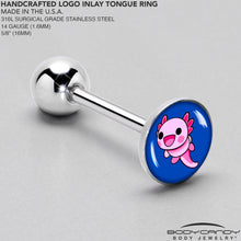 Load image into Gallery viewer, Adorable Axolotl Barbell Tongue Ring by Onyx O