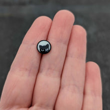 Load image into Gallery viewer, Glow in the Dark Black Anodized Peeking Black Cat Barbell Tongue Ring by Onyx O