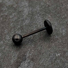Load image into Gallery viewer, Glow in the Dark Black Anodized Peeking Black Cat Barbell Tongue Ring by Onyx O