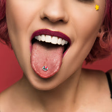 Load image into Gallery viewer, Black Glow in the Dark I Love Me Barbell Tongue Ring by Onyx O