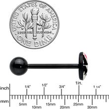 Load image into Gallery viewer, Black Glow in the Dark I Love Me Barbell Tongue Ring by Onyx O