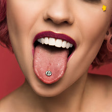 Load image into Gallery viewer, Glow in the Dark Black Anodized Kitty Cat Barbell Tongue Ring by Onyx O