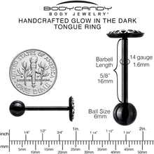 Load image into Gallery viewer, Black Glow in the Dark Holiday Snowflake Tongue Ring by Onyx O