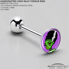 Load image into Gallery viewer, Bride of Frankenstein Barbell Tongue Ring by Onyx O