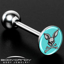 Load image into Gallery viewer, Bunny and Crossbones Barbell Tongue Ring by Onyx O