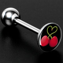 Load image into Gallery viewer, Cherry Heart Barbell Tongue Ring by Onyx O