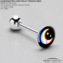 Load image into Gallery viewer, Chromatic Moon Barbell Tongue Ring by Onyx O