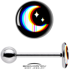 Load image into Gallery viewer, Chromatic Moon Barbell Tongue Ring by Onyx O