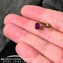 Load image into Gallery viewer, Hollow Heart Doll Word Barbell Tongue Ring by Onyx O
