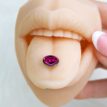 Load image into Gallery viewer, Hollow Heart Doll Word Barbell Tongue Ring by Onyx O