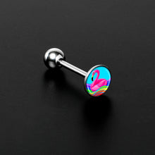 Load image into Gallery viewer, Rainbow Sea Floating Flamingo Barbell Tongue Ring by Onyx O