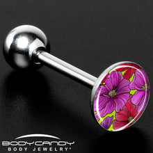 Load image into Gallery viewer, Blossom Creation Tropical Floral Flowers Barbell Tongue Ring by Onyx O