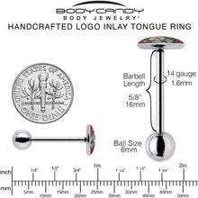 Load image into Gallery viewer, Blossom Creation Paradise of Pink Flowers Barbell Tongue Ring by Onyx O