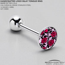 Load image into Gallery viewer, Blossom Creation Floral Love of Roses Barbell Tongue Ring by Onyx O