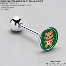 Load image into Gallery viewer, Christmas Holiday Gingerbrread Kitty Cat Barbell Tongue Ring by Onyx O