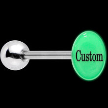Load image into Gallery viewer, Custom Glow in the Dark Logo Stainless Steel Barbell Tongue Ring