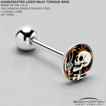 Load image into Gallery viewer, Peace Sign Skeleton Barbell Tongue Ring by Onyx O