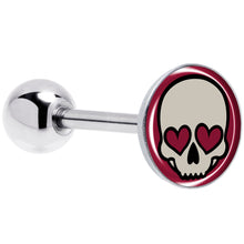 Load image into Gallery viewer, Valentine Heart Skull Barbell Tongue Ring