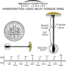 Load image into Gallery viewer, Yellow Slice of Lemon Barbell Tongue Ring by Onyx O