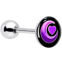 Load image into Gallery viewer, Crescent Moon Heart Barbell Tongue Ring by Onyx O