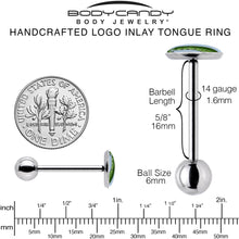 Load image into Gallery viewer, Green Pickle Barbell Tongue Ring by Onyx O