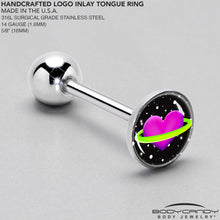 Load image into Gallery viewer, Heart Planet Barbell Tongue Ring by Onyx O