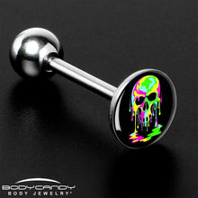 Load image into Gallery viewer, Ultra Bright Melting Skull Barbell Tongue Ring by Onyx O