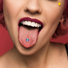 Load image into Gallery viewer, Retro Pixel Skull Barbell Tongue Ring by Onyx O