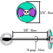Load image into Gallery viewer, Retro Pixel Skull Barbell Tongue Ring by Onyx O