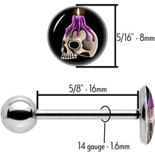 Load image into Gallery viewer, Burning Skull Candle Barbell Tongue Ring by Onyx O