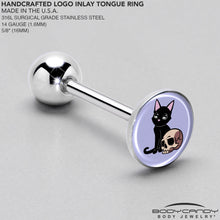 Load image into Gallery viewer, Skull Cat Barbell Tongue Ring by Onyx O