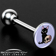 Load image into Gallery viewer, Skull Cat Barbell Tongue Ring by Onyx O