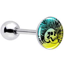 Load image into Gallery viewer, Blue Haze Sunset Skull and Palms Barbell Tongue Ring by Onyx O