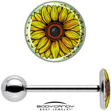 Load image into Gallery viewer, Blossom Creation Yellow Sunflower Barbell Tongue Ring by Onyx O