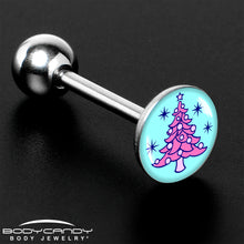 Load image into Gallery viewer, Pastel Christmas Tree Barbell Tongue Ring by Onyx O