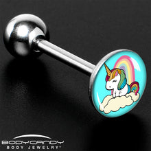 Load image into Gallery viewer, Rainbow Unicorn Barbell Tongue Ring by Onyx O