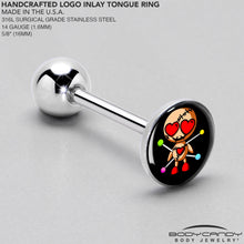 Load image into Gallery viewer, Valentine Heart Voodoo Doll Barbell Tongue Ring