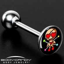 Load image into Gallery viewer, Valentine Heart Voodoo Doll Barbell Tongue Ring
